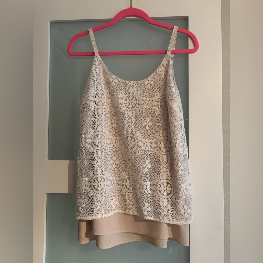 CAbi Cream Lace Camisole Top S